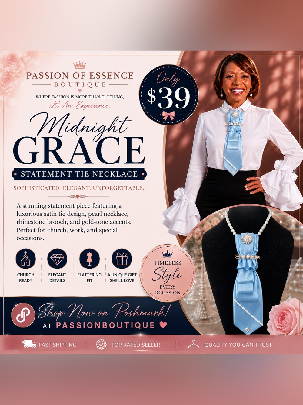 MIDNIGHT GRACE STATEMENT TIE NECKLACE